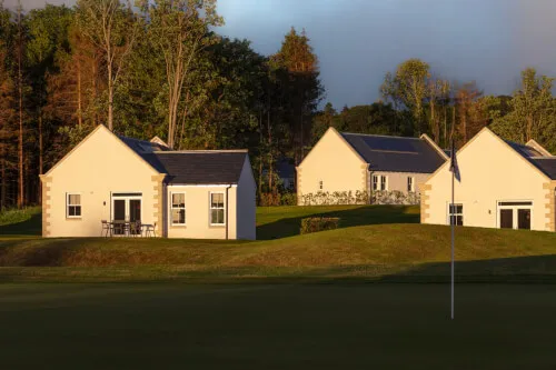 Luxurious golf lodges at Roxburghe Hotel Golf & Spa, ideal for relaxation and golf getaways.